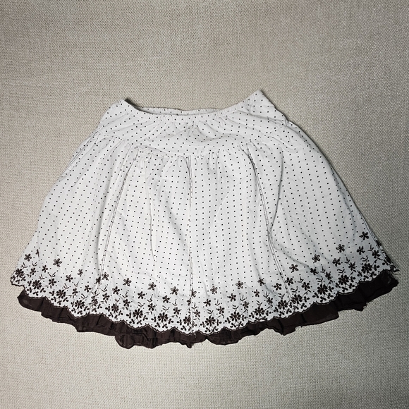 Joe Benbasset White Brown Floral Embroidered Lined Babydoll Skirt SM - Picture 2 of 11